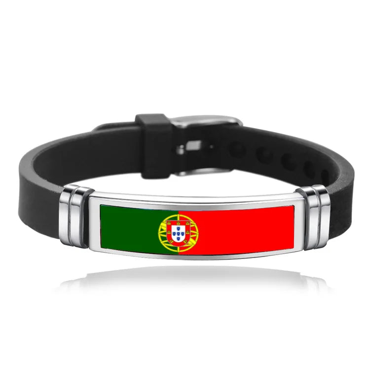 New Arrived National Flag Bracelet for Men Portugal Spain Belgium Germany Venezuela France Poland Brazil Canada USA Bangle Gift