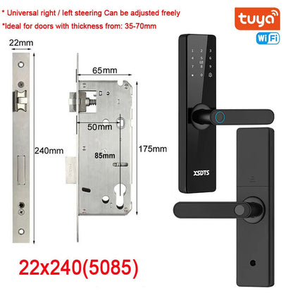 Tuya Wifi Electronic Smart Door Lock With Biometric Fingerprint / Smart Card / Password / Key Unlock/ USB Emergency Charge Store ARBELLA'S
