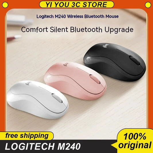 Logitech M240 Wireless Bluetooth Mouse Silent Light Tone Compact Portable Smooth Tracking Mice For Windows Macos Chromeos Office