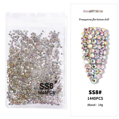 Nail Art Rhinestones Kit Nail Gems AB Flatback Rhinestones Gems Stones with Storage Organizer for Design Bright Holiday