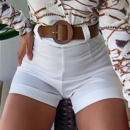 Women Shorts Bottoms Hot Pants Summer Chic Solid Color Back Zipper Hot Pants High Waist Solid Color Back Zipper Slim Shorts