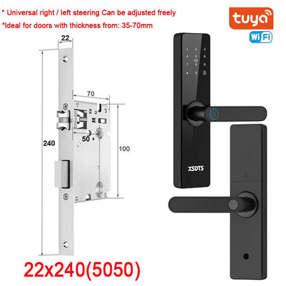 Tuya Wifi Electronic Smart Door Lock With Biometric Fingerprint / Smart Card / Password / Key Unlock/ USB Emergency Charge Store ARBELLA'S