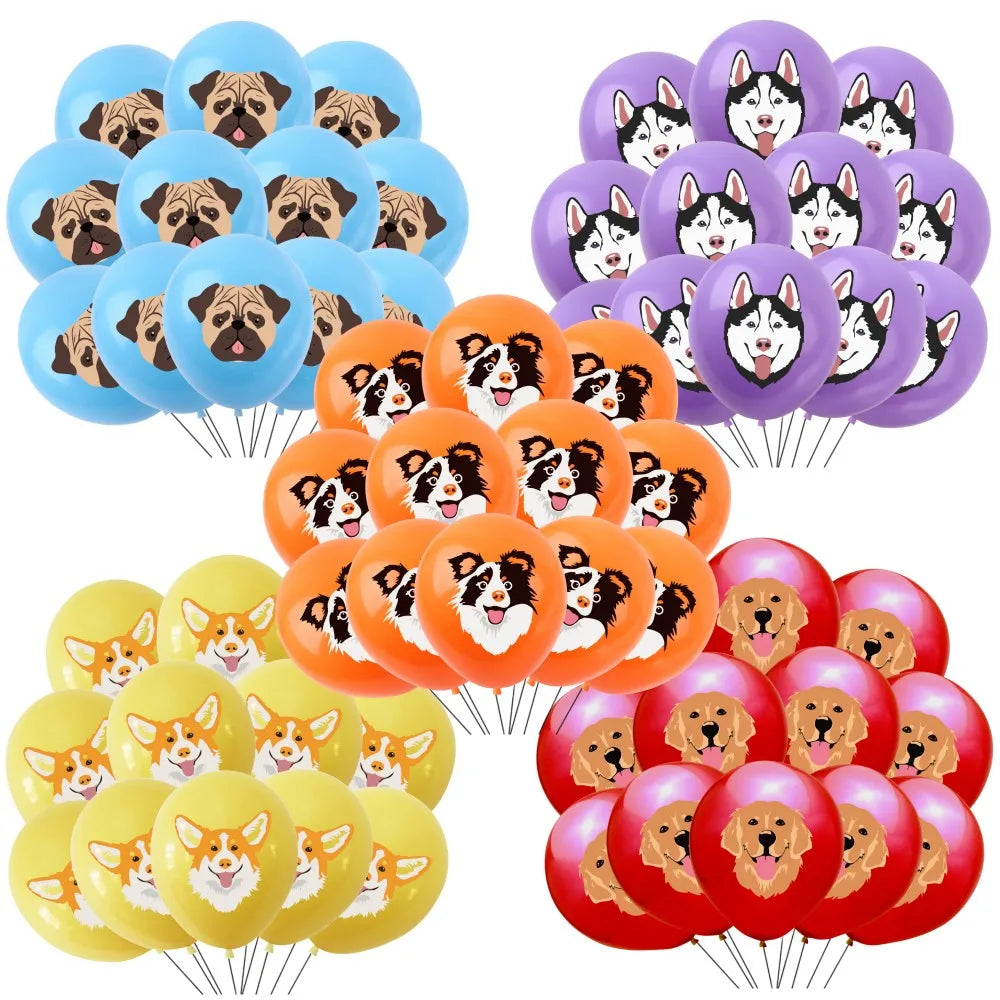 12Pcs Puppy Cat Party Balloons Cartoon Paw 12Inch Latex Balloons Baby Shower Animal Pets Birthday Party Supplies Decorations