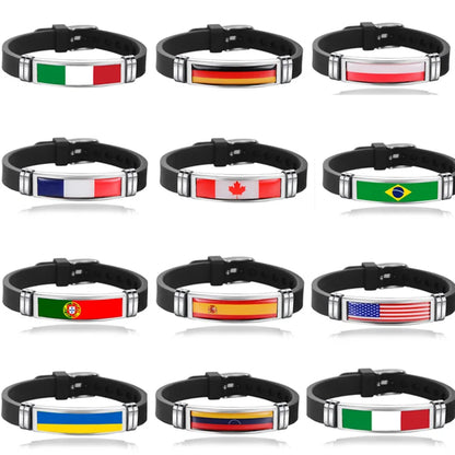 New Arrived National Flag Bracelet for Men Portugal Spain Belgium Germany Venezuela France Poland Brazil Canada USA Bangle Gift