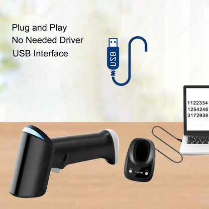 Wired Barcode 2D Scanner or Wireless Barcode Scanner or Bluetooth Code Reader 2D Handheld Barcode Reader QR Code PDF417