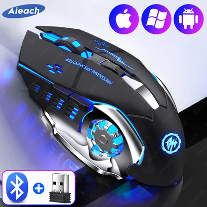 AIEACH Bluetooth Mouse Gaming Computer Rechargeable Wireless Mouse USB Mechanical E-Sports Backlight PC Gamer Mouse For Computer