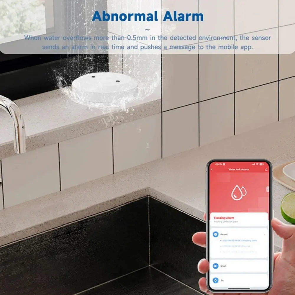 Sensor inteligente de fugas de agua Tuya Zigbee, Monitor de aplicación remota en tiempo real, Sensor de fugas de vida inteligente, Detector de nivel de agua, sistema de alarma de inundación