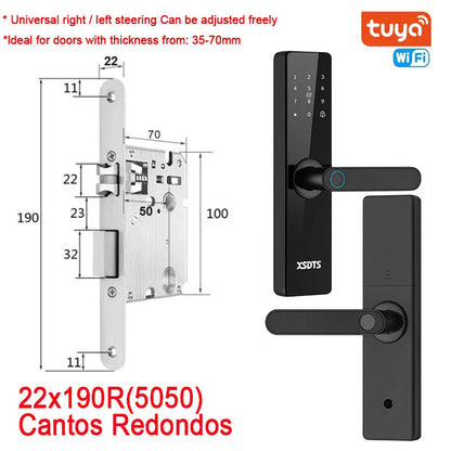 Tuya Wifi Electronic Smart Door Lock With Biometric Fingerprint / Smart Card / Password / Key Unlock/ USB Emergency Charge Store ARBELLA'S