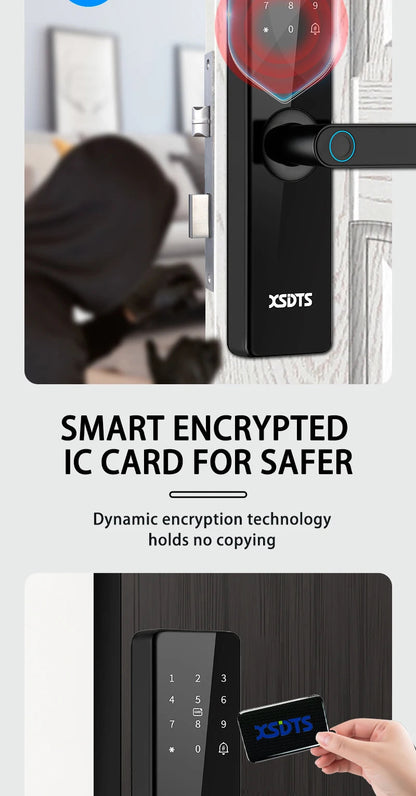 Tuya Wifi Electronic Smart Door Lock With Biometric Fingerprint / Smart Card / Password / Key Unlock/ USB Emergency Charge Store ARBELLA'S