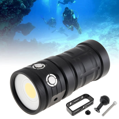 SecurityIng Professional Photography Light Highlight Lamp 18000 Lumen COB LED Diving Flashlight IPX-8 100M Camera Video Torch