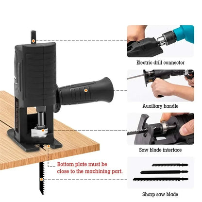 Taladro eléctrico, sierra de calar eléctrica modificada, adaptador de sierra alternativa portátil, herramienta eléctrica, accesorio de máquina cortadora de madera con cuchillas