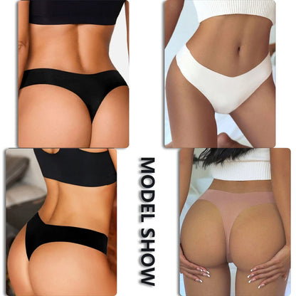 FINETOO, 4 Uds., ropa interior suave sin costuras, bragas sexis para mujer, tangas de cintura baja en forma de V, lencería de Tanga sólida para mujer, XS-XL con espalda en T