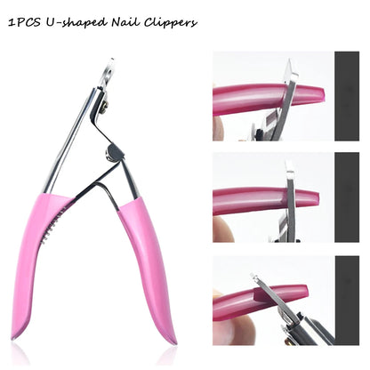 1PC Colors U-shaped Fake Nail Cutter Clippers 13*9cm Professional Acrylic False Clippers DIY Guillotine Cut Manicure Knife Tool*