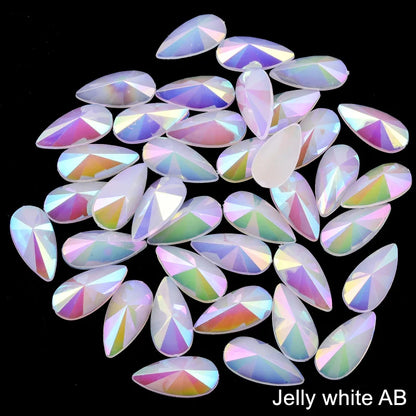 50pcs Teardrop Acrylic Non Hotfix Rhinestones Glitter Nails Crystals Diamond Strass for uñas Nail Charms Nail Art Decorations B3