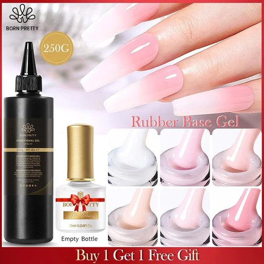 BORN PRETTY 250g Clear Nude 2 In 1 Rubber Base Gel Functions Gel and Color Gel Self-leveling Gel Protecting Natural Nails