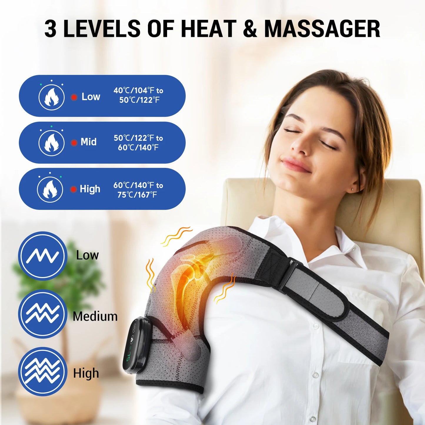 Electric Knee Massager Heating Pad Vibration Massage Shoulder Elbow Support Belt Arthritis Pain Relief Temperature Therapy Brace