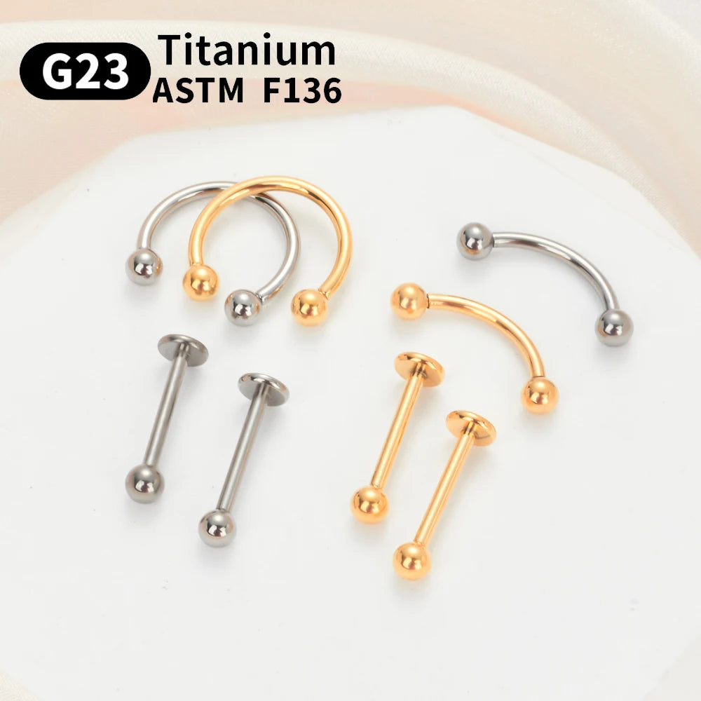 1PC G23 Titanium Nose Rings Piercings Lip Eyebrow  Ear Septum Helix Cartilage Septum Body Jewelry Piercing Labret Nariz C Rod