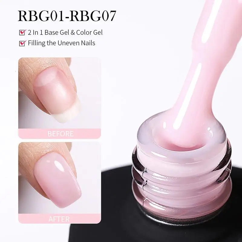 BORN PRETTY 250g Clear Nude 2 In 1 Rubber Base Gel Functions Gel and Color Gel Self-leveling Gel Protecting Natural Nails