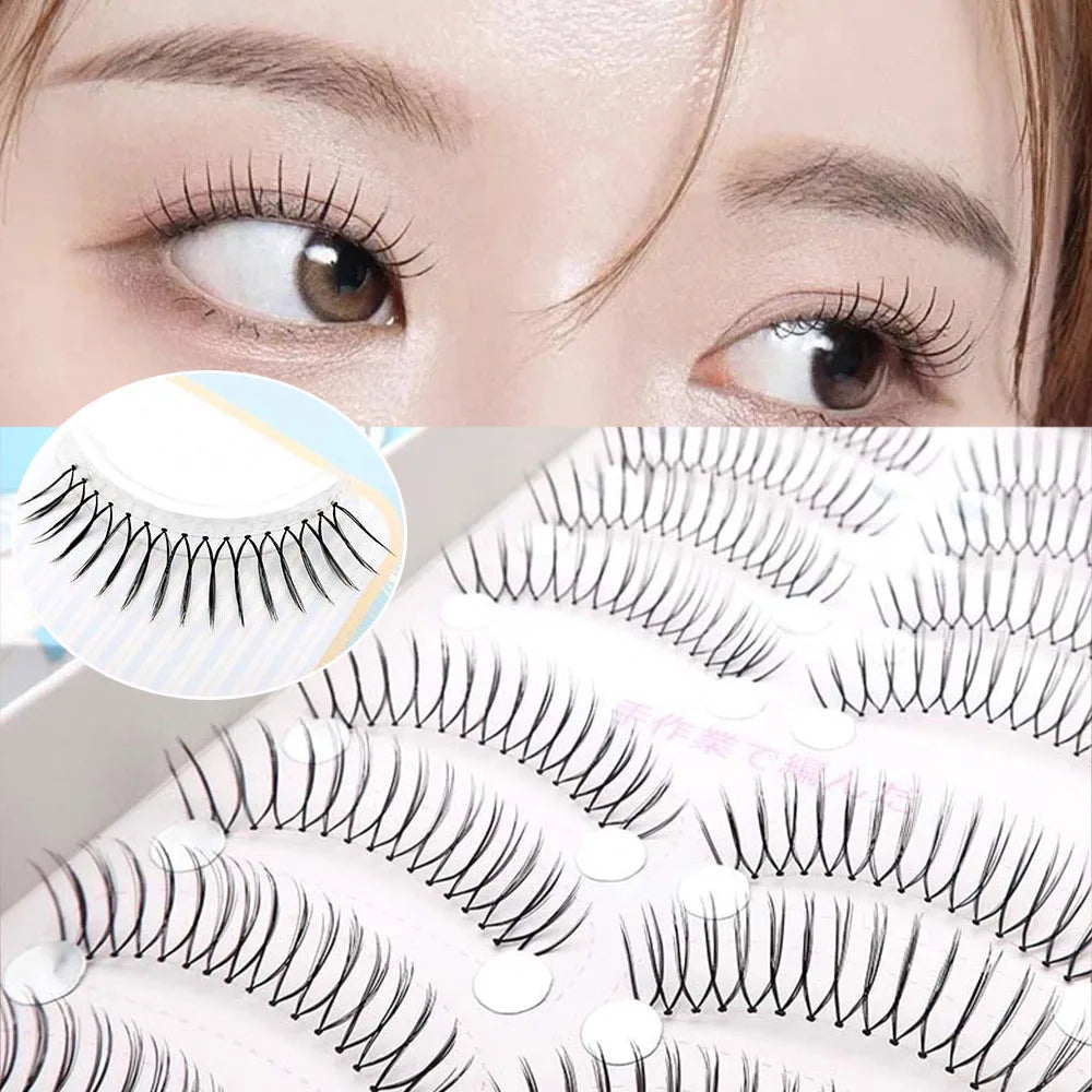 New Korean False Eyelashes 10 Pair U-shaped Natural Fake Eyelashes Grafting Eye Makeup Lashes Reusable Lash Extension Cosmetics