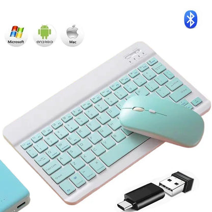 Rechargeable Bluetooth-compatible Keyboard Ultra-Slim Wireless Mouse Keyboard Set for Android Windows Tablet iPhone iPad