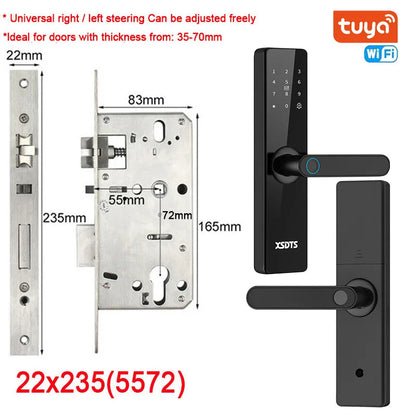 Tuya Wifi Electronic Smart Door Lock With Biometric Fingerprint / Smart Card / Password / Key Unlock/ USB Emergency Charge Store ARBELLA'S