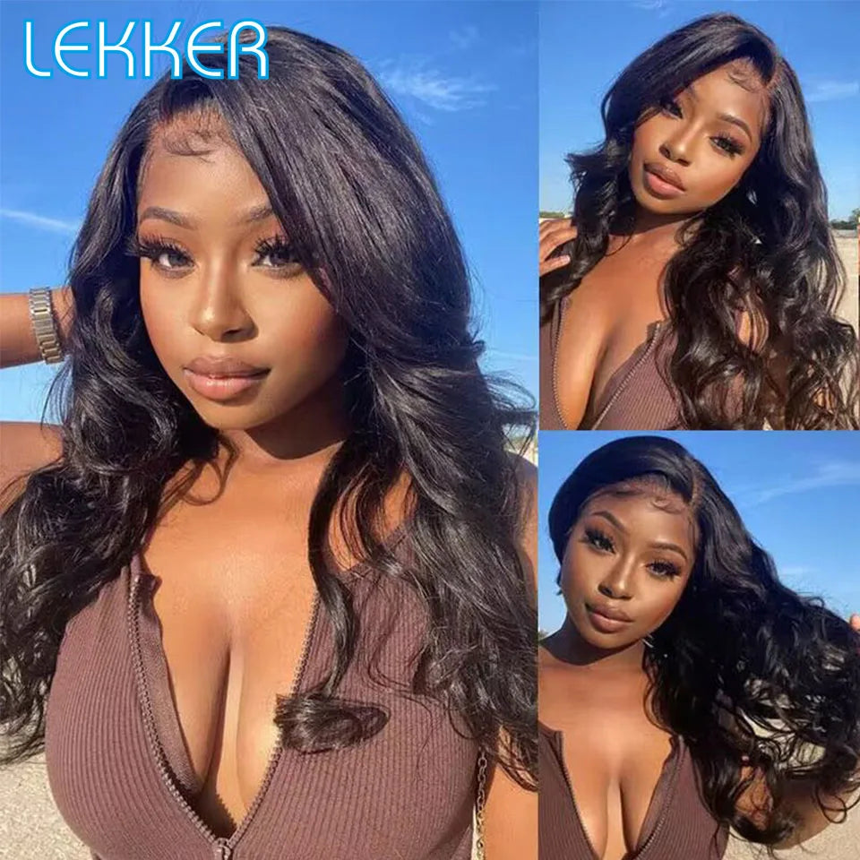 Lekker Body Wave 13x4 Lace Frontal Human Hair Wigs For Women Pre Plucked Glueless Brazilian Remy Hair Wear to Go Long Wavy Wigs