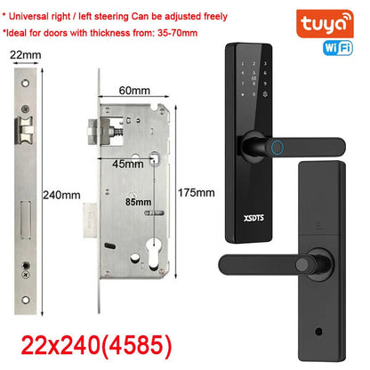 Tuya Wifi Electronic Smart Door Lock With Biometric Fingerprint / Smart Card / Password / Key Unlock/ USB Emergency Charge Store ARBELLA'S