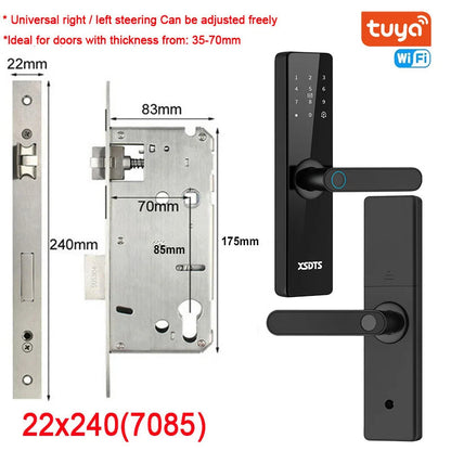 Tuya Wifi Electronic Smart Door Lock With Biometric Fingerprint / Smart Card / Password / Key Unlock/ USB Emergency Charge Store ARBELLA'S