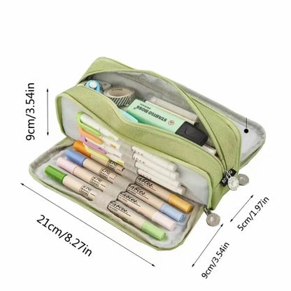 Stationary Pen Storage Bag Pen Pencil Bag Multi Layer Large Capacity Cosmetic Travel Storage Bag Simple Plaid Pencil Case