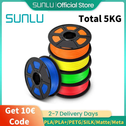 SUNLU PLA/PLA+/PETG/SILK/PLA Matte/ PLA Meta Filament 5KG 1KG/ Roll 1.75mm +/-0.02MM 3D Printer Filament Neatly Wound Filament