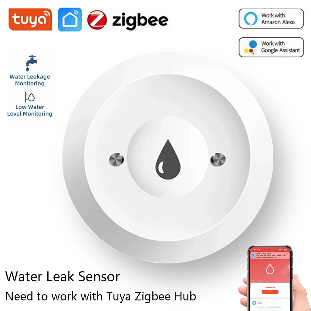 Sensor inteligente de fugas de agua Tuya Zigbee, Monitor de aplicación remota en tiempo real, Sensor de fugas de vida inteligente, Detector de nivel de agua, sistema de alarma de inundación