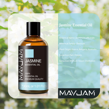 1pc Jasmine Essential Oil - 30ml/1.01 Fl.Oz - 100% Pure Natural Aromatherapy for Diffusers, Humidifiers, Relaxation