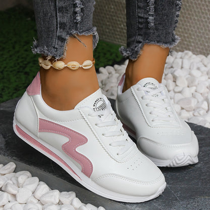 Stylish Comfort Women's Flat Sneakers - Breathable, Soft, Lightweight, Low-Top Casual Lace-Up Shoes for Autumn Outdoor Activities - Comfortable, Supportive, Anti-Slip, Easy to Wear