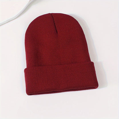 Candy Color Unisex Basic Beanie Simple Label Patch Knit Hats Warm Skull Cap Cuffed Beanies For Women Men Autumn & Winter Store ARBELLA'S