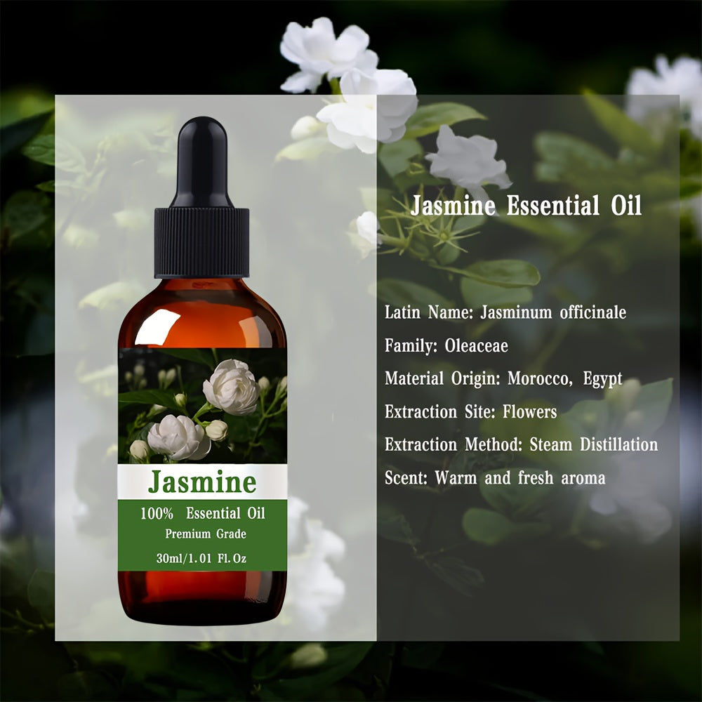 Jasmine Essential Oil, 30ml/1.01 Fl.Oz, 100% Pure Care Grade For Nail, Hair & Skin Care, Massage, Diffusers Humidifier, Aromatherapy, Moisturizing Massage Essential Oil For Men & Women