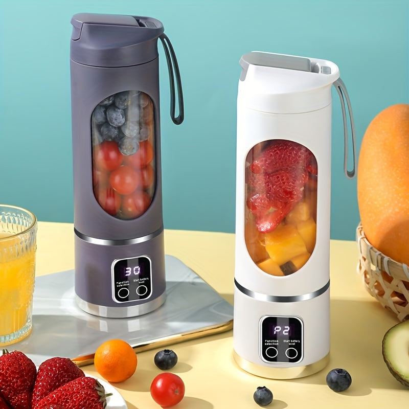 Portable 15.22oz Usb Rechargeable Blender With Led Display - Ideal For Milkshakes & Fresh Juice, Durable Abs Material