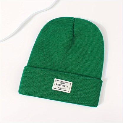 Candy Color Unisex Basic Beanie Simple Label Patch Knit Hats Warm Skull Cap Cuffed Beanies For Women Men Autumn & Winter Store ARBELLA'S