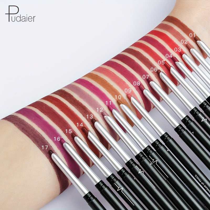 17-Color Set Lip Liner Pencil -Velvety Texture, 24-Hour Long-Wear, Waterproof & Smudge-Resistant, Can Use For Lip & Eyes, Nice Choice For Valentine's Day Gift Mother's Day Gift Contain Plant Squalane