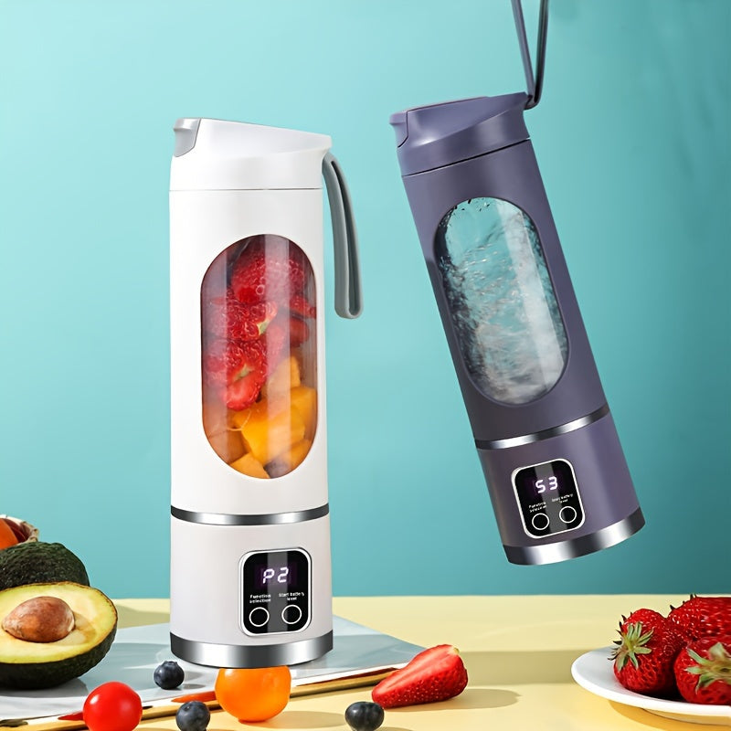 Portable 15.22oz Usb Rechargeable Blender With Led Display - Ideal For Milkshakes & Fresh Juice, Durable Abs Material