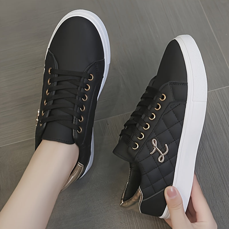 Lightweight Sneakers Lightweight Women's White Sneakers | Breathable Rubber Upper & PU Sole, Low-Top Flat Casual Shoes for Spring/Autumn - Comfortable Lining, Golden LetteringLightweight Sneakers Lightweight Women's White Sne Store ARBELLA'S