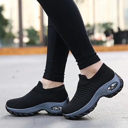 Women's Breathable Mesh Slip-On Sneakers - Lightweight, Non-Slip Air Cushion Sole Casual Shoes for All Seasons | Comfortable & Stylish Low-Top Design with EVA Insole