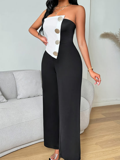 Women'S Jumpsuit Casual Off-shoulder Sleeveless Bandeau Wide-leg Pants Bodysuit Store ARBELLA'S