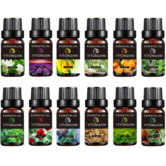 10 Ml Plant Essential Oils, For Bath & Massage, Skin & Hair Care,  Diffuser, Jasmine/Lavender/Sandalwood/Vanilla/Lemon/Orange/Patchouli/Mint/Rose/Rosemary/Tea Tree/Lemongrass, Soap & Candle Make