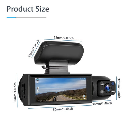 High-definition Front And Rear Dual-lens Car-mounted Driving Recorder With 3.16-inch IPS High-definition Screen