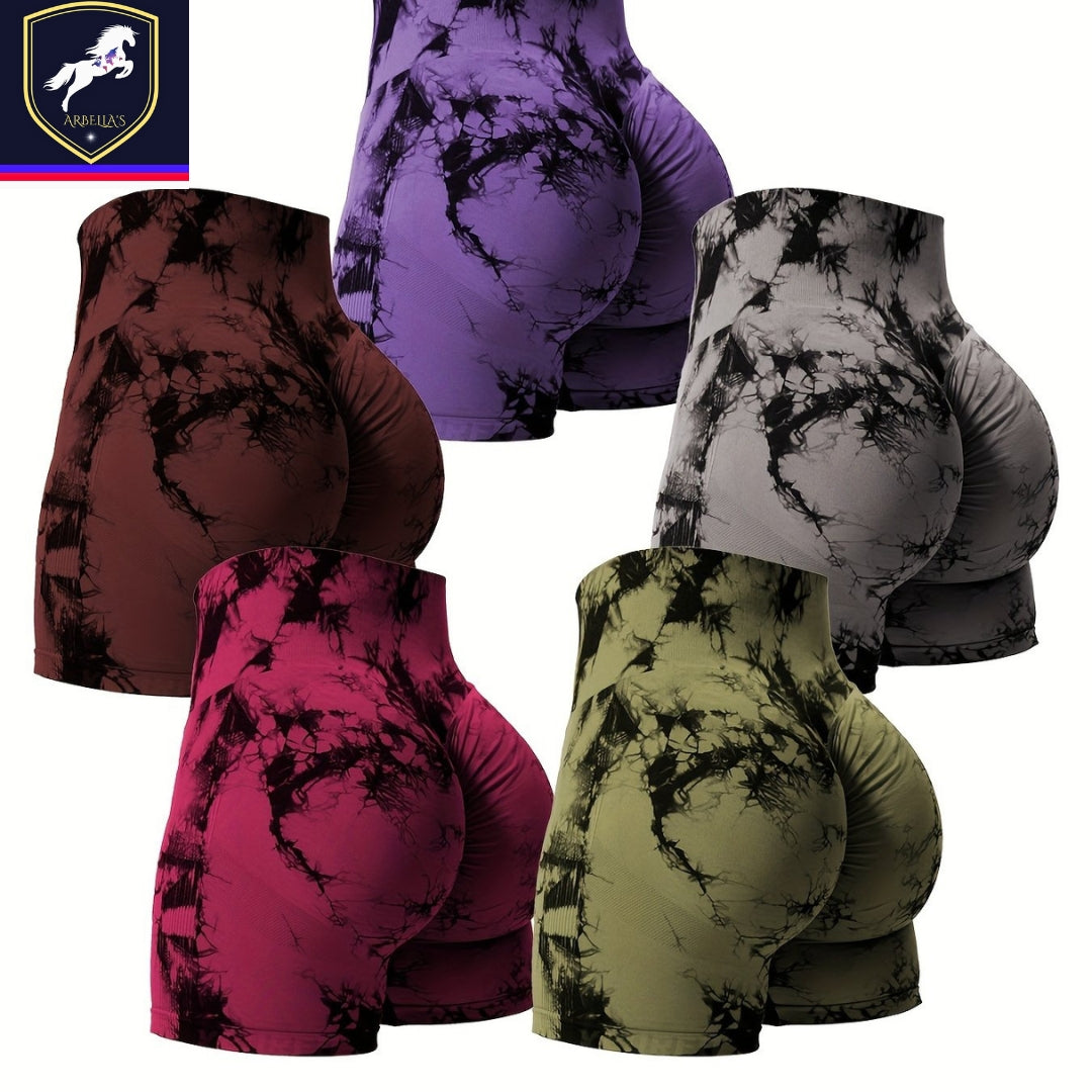 5 Piece Workout Shorts For Women, Scrunch Butt Lifting High Waisted Yoga Gym Seamless Booty Biker Shorts, Women's Activewear Store ARBELLA'S