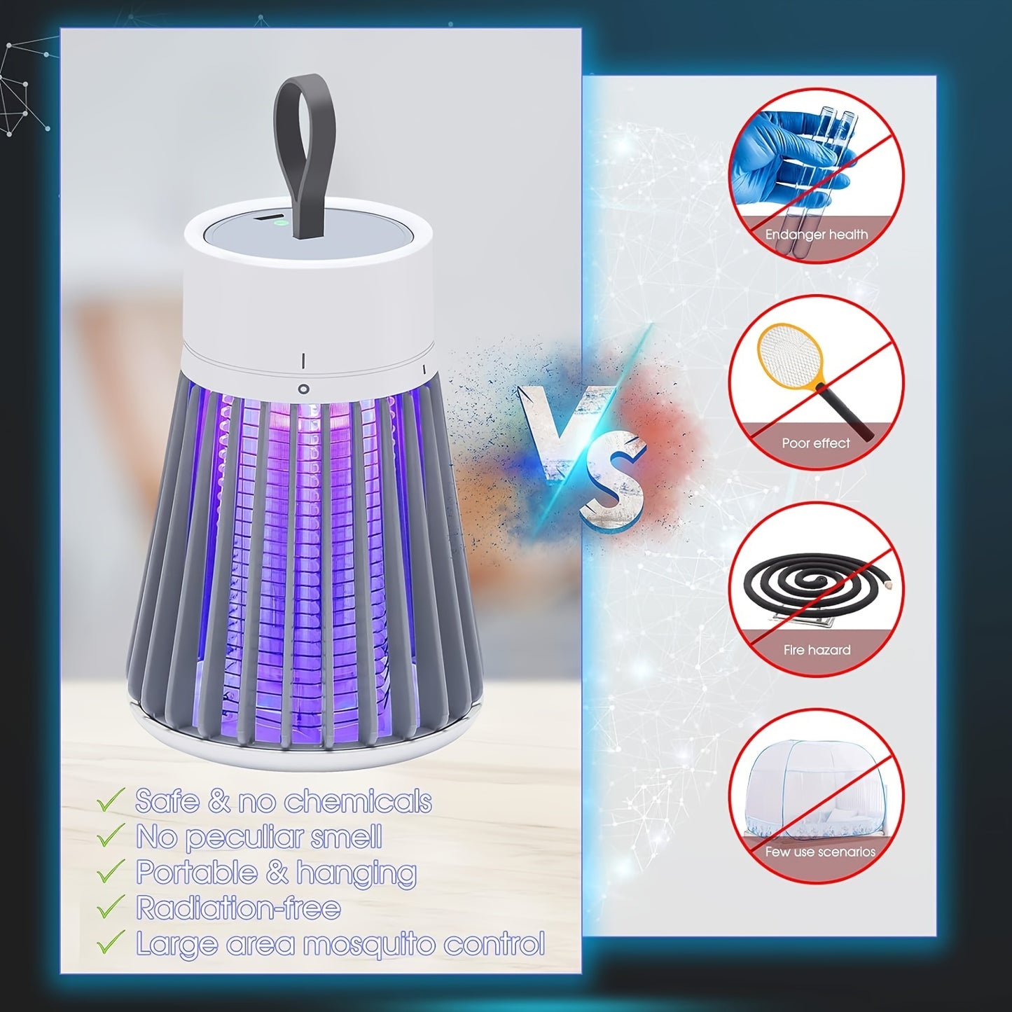 Electric Bug Zapper - Effective Mosquito Zapper, Advanced Fly Trap, Powerful Mosquito Killer, Energy-Efficient LED Lamp, Safe USB Electric.