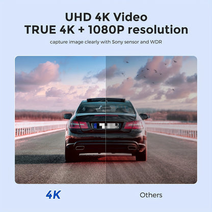 12 Inch 4K Ultra HD Mirror Dash Cam - Intuitive Touch Screen, Crystal-Clear Split-Screen Display, Dual-Lens 4K+1080P Camera, 170° Wide Angle, WiFi, Super Night Vision, Parking Mode.