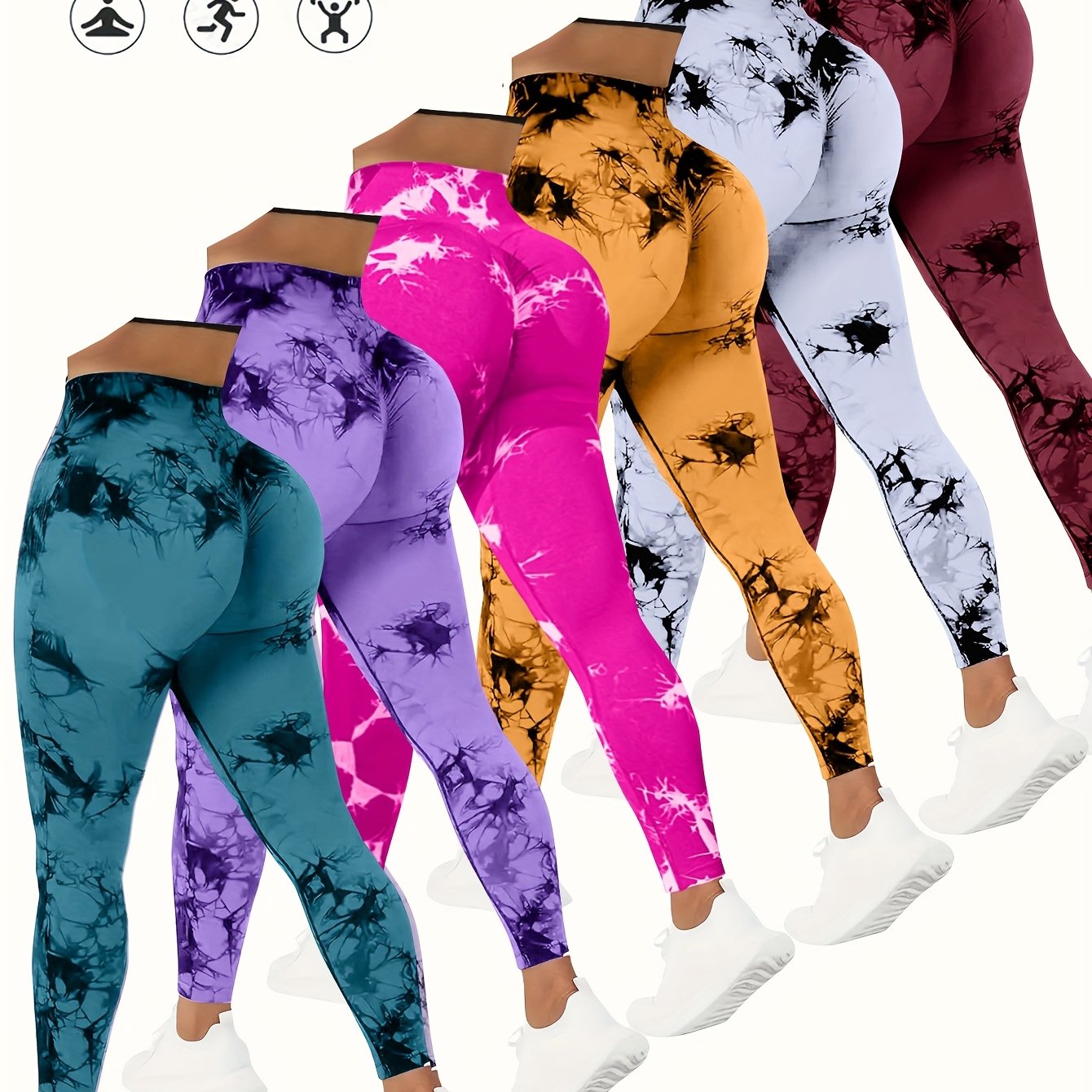 6pcs Workout  Leggings Sets For Women, Gym Scrunch ButtButt Lifting Seamless Leggings Store ARBELLA'S