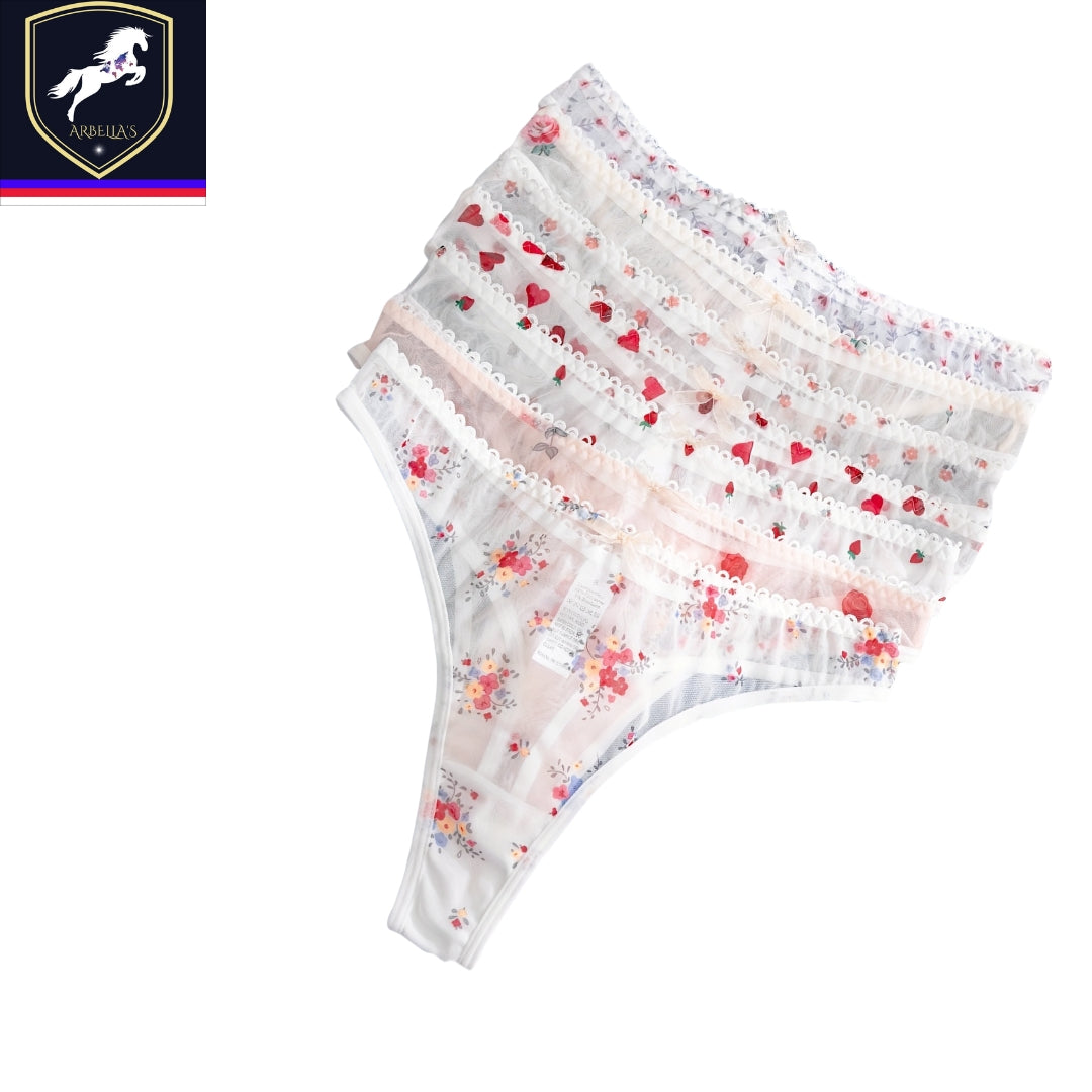 Soft & Comfy 7pcs Floral Print Stretchy Thongs - Women's Intimate Lingerie & Underwear Store ARBELLA'S