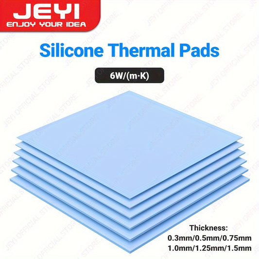 Jeyi Silicone Thermal Pads 6/8-Piece, 100X100Mm - High Conductivity 6.0W/Mk For Laptop Cpu, Gpu, Ic & Led Cooling